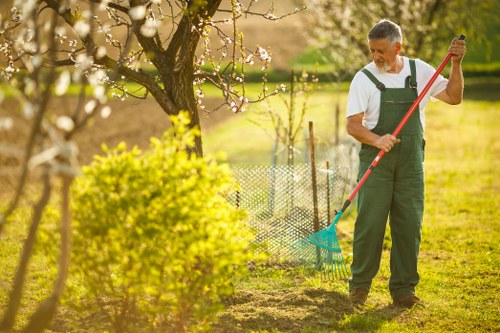 Careful hedge shaping for a Barnes home with limited access
